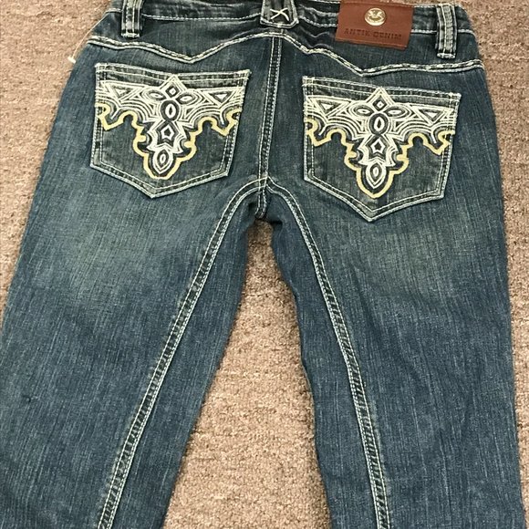 Antik Denim bootcut embroidered denim jeans 25 boho hippie festival